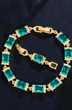 PULSERA CIRCONITAS BAGUETTE AGUA MARINA