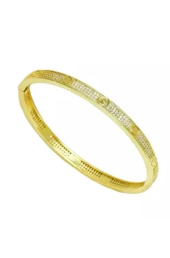 PULSERA CLAVOS CIRCONITAS DORADA