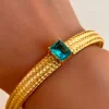 PULSERA DE ACERO CRISTAL TURQUESA
