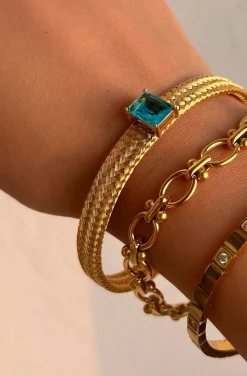 PULSERA DE ACERO CRISTAL TURQUESA