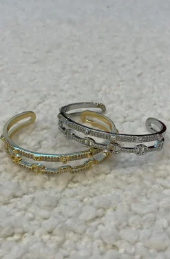 PULSERA DOBLE PIRAMIDES DORADA