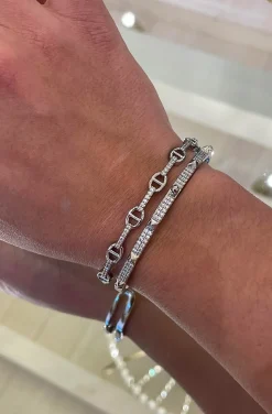 PULSERA DOBLE PIRAMIDES PLATA