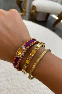 PULSERA DORADA CRISTALES OVALES