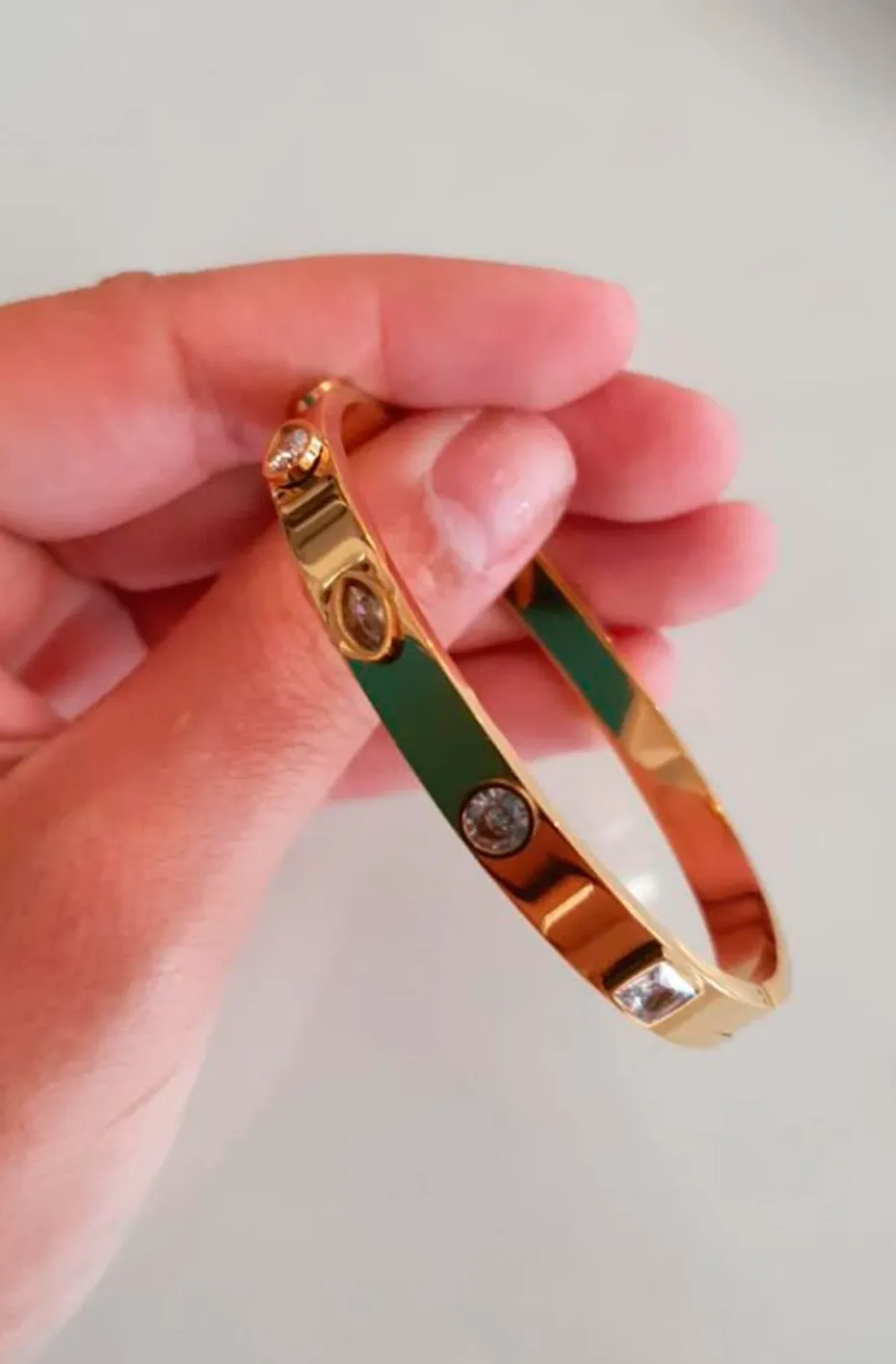 PULSERA DORADA CRISTALES OVALES