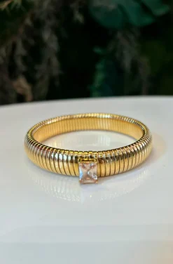 PULSERA DORADA PIEDRA CRISTAL