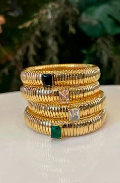 PULSERA DORADA PIEDRA CRISTAL