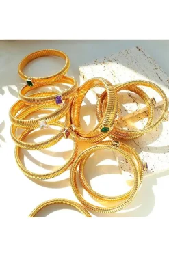 PULSERA DORADA PIEDRA CRISTAL