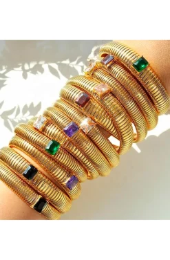 PULSERA DORADA PIEDRA VERDE ESMERALDA