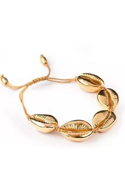 PULSERA O TOBILLERA COWRIE DORADA 24K