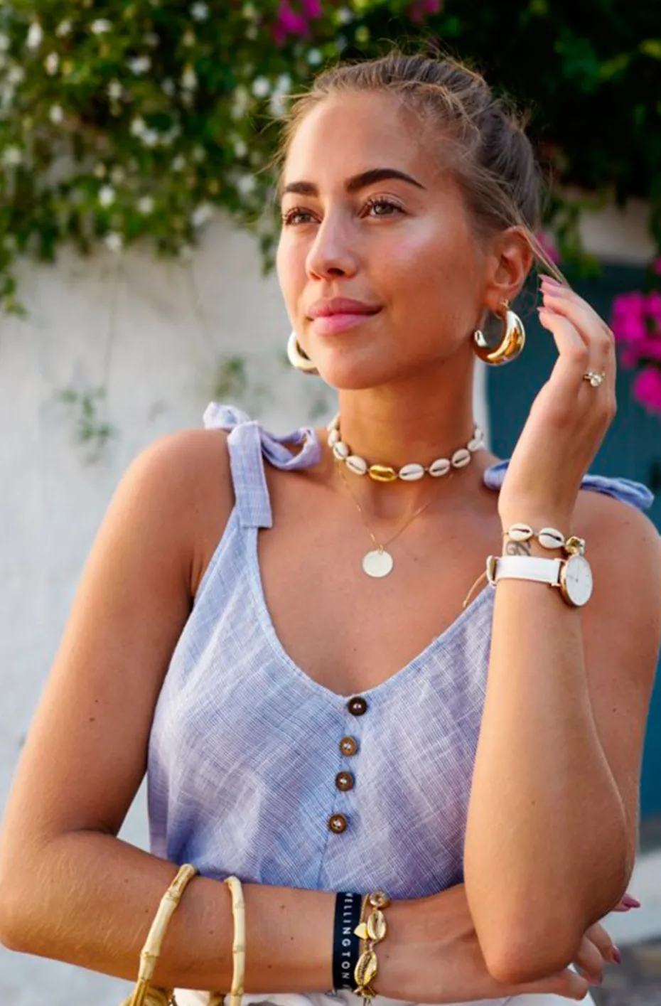 PULSERA O TOBILLERA COWRIE DORADA 24K