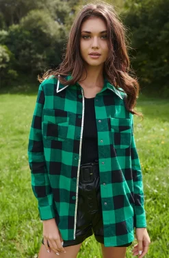 ROWEN CRYSTALS EMBELLISHED PLAID SHIRT IN PINK BY FETICHE SUANCES