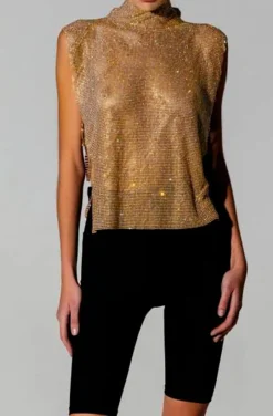 TOP JOYA DE CRISTALES DORADO