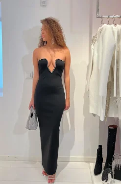 VESTIDO ANGEL NEGRO CON DIAMANTES