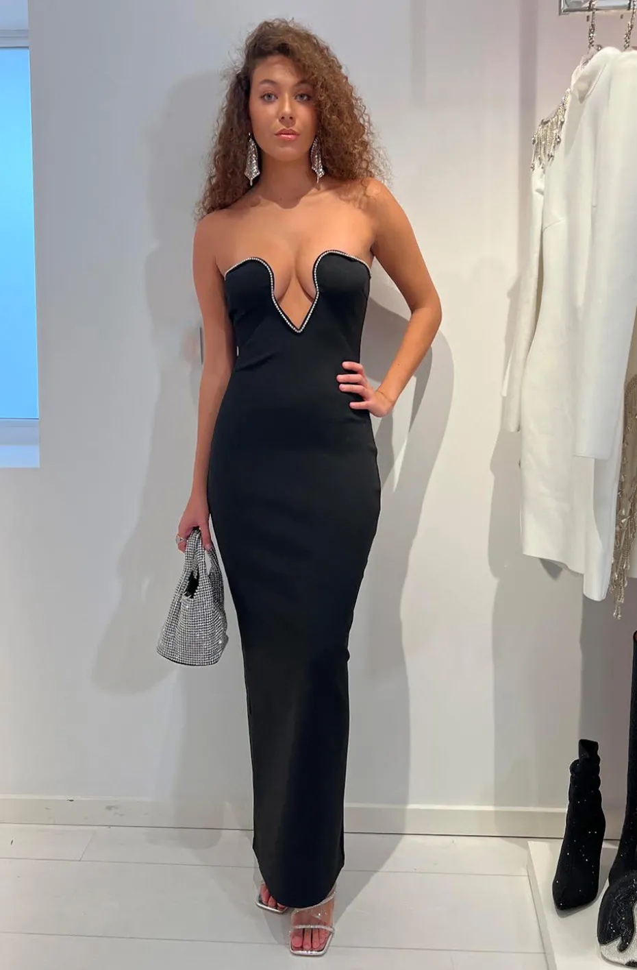 VESTIDO ANGEL NEGRO CON DIAMANTES