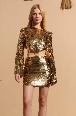 VESTIDO DE LENTEJUELAS CUT OUT DORADO