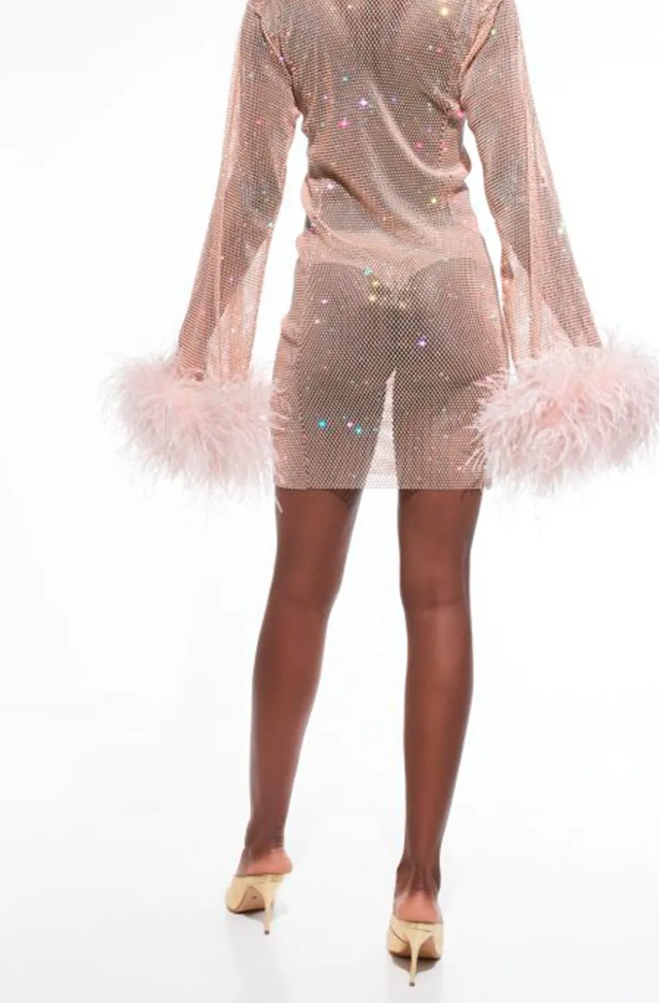 VESTIDO DE MALLA DIAMANTES ROSA