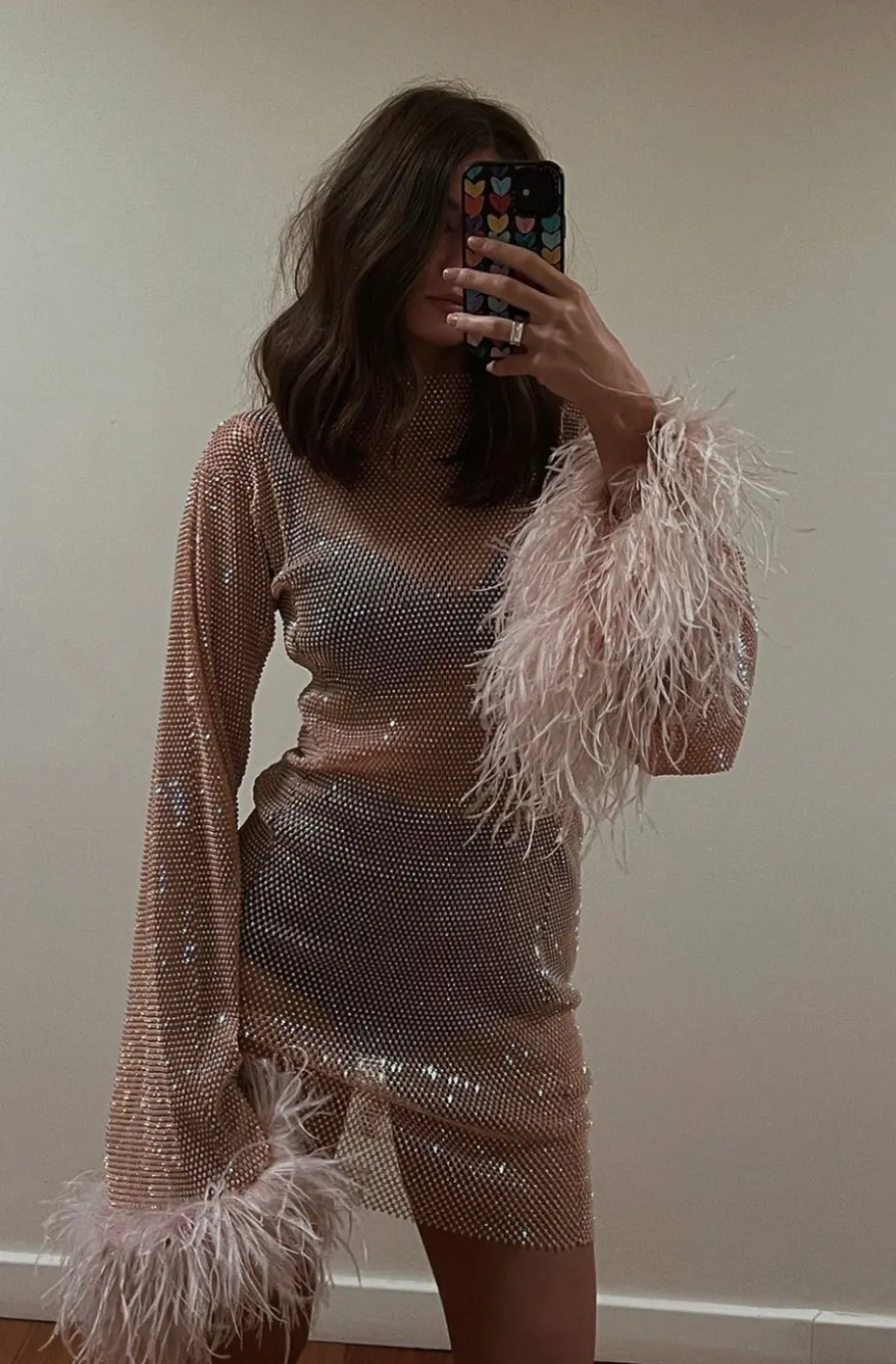 VESTIDO DE MALLA DIAMANTES ROSA