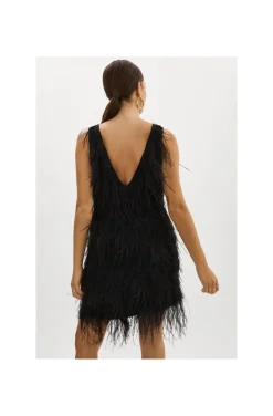 VESTIDO DE PLUMAS NEGRO