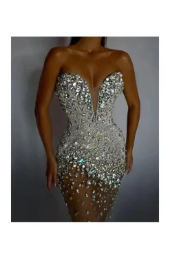 VESTIDO JOYA PEDRERÍA PLATA
