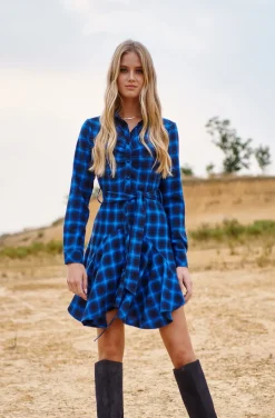 VESTIDO KIENNA BLUE PLAID DRESS BY FETICHE SUANCES