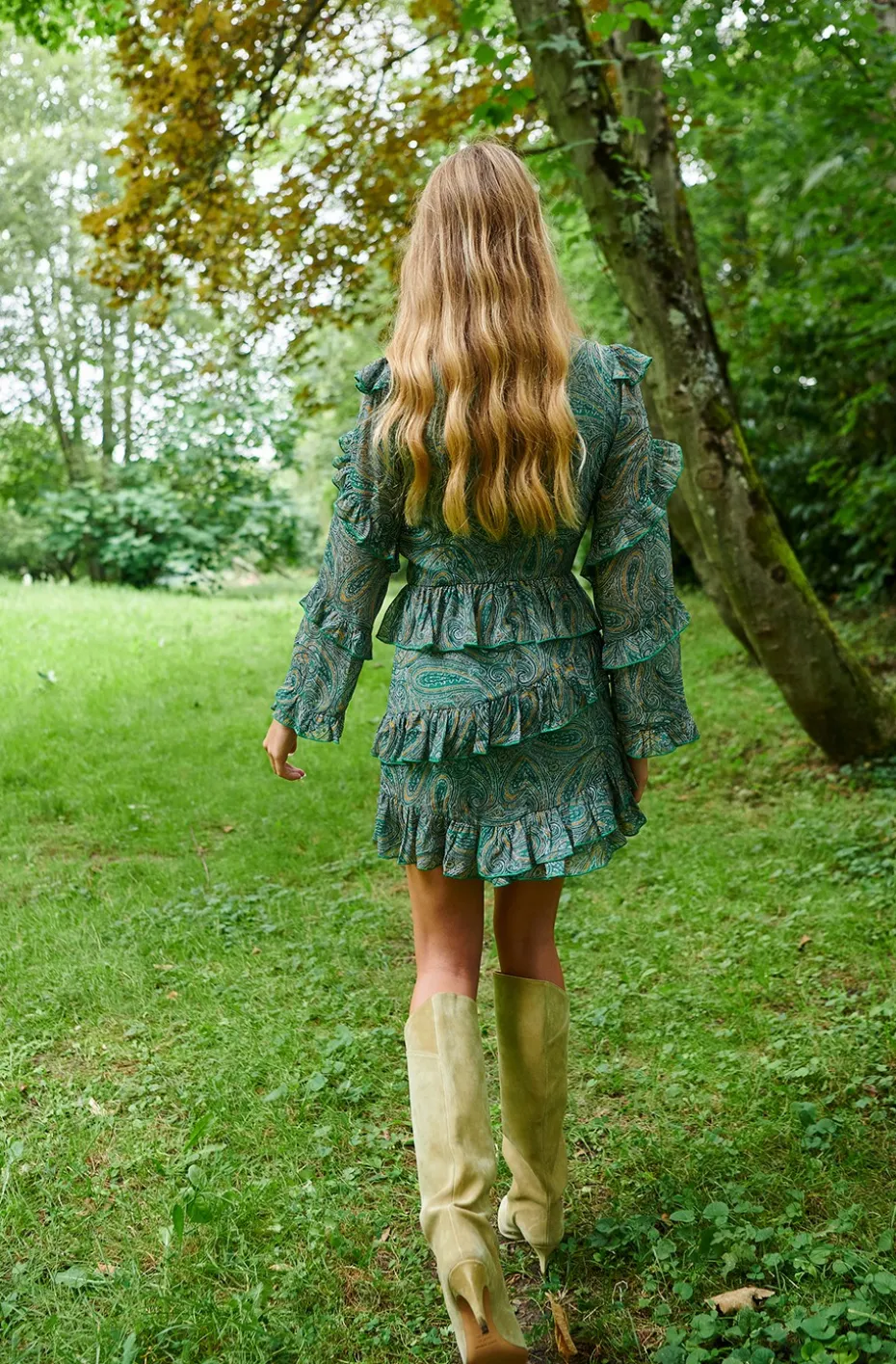 VESTIDO ZAYA CAHEMIRA PRINT GREEN DRESS BY FETICHE SUANCES